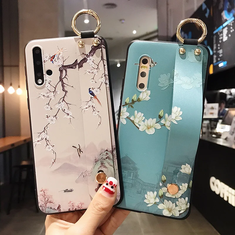 Fashion Wrist Strap Case For Huawei P40 P30 P20 Lite Mate 20 30 Y7 Y9 2019 Honor Pro P Smart Phone Holder Shell Coque | Мобильные