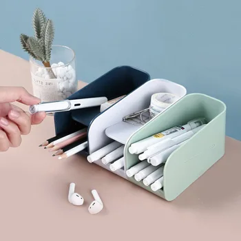 

Multifunctional Double-layer Magnetic Pen Holder ABS Creative Desk Storage Box Student Stationery Finishing Home Storage