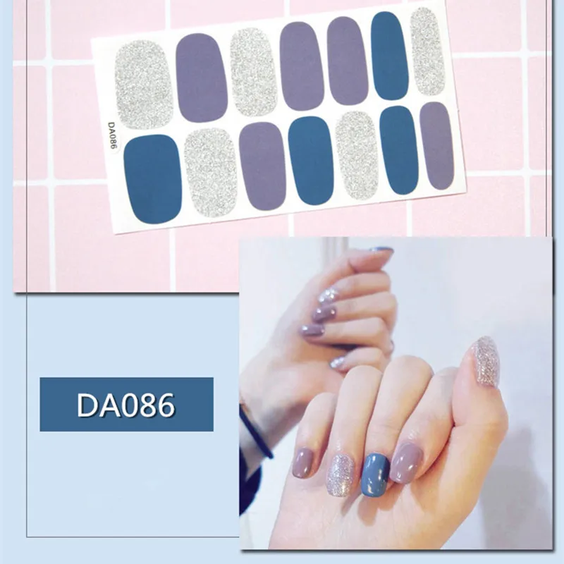 1 лист сплошной чистый цвет супер тонкие наклейки для ногтей клей для накладных ногтей Переводные картинки Маникюрный Инструмент темное украшение Наклейки Для Ногтей - Цвет: DA086