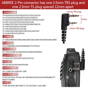 Image 5 - Nouveau ABBREE 2 Broches K Type De Prise Micro Oreillette Casque Talkie walkie Pour Baofeng UV 5R/UV 82/888S/UV S9 PLUS Radio Bidirectionnelle 