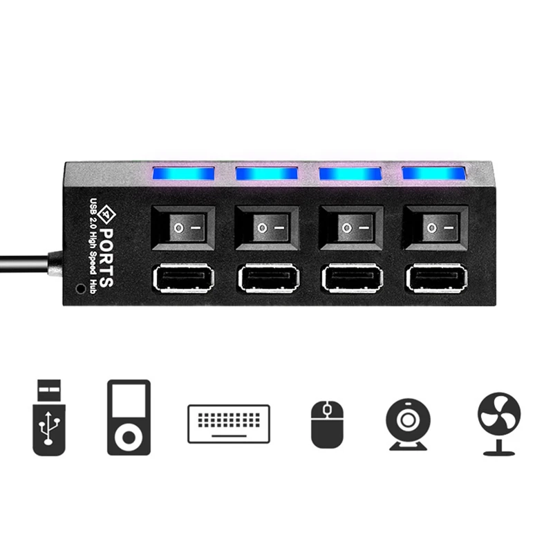 New 4/7 Ports USB HUB 2.0 3.0 High Speed USB Splitter Expander Multi-Port Independent Switch for PC Laptop Windows