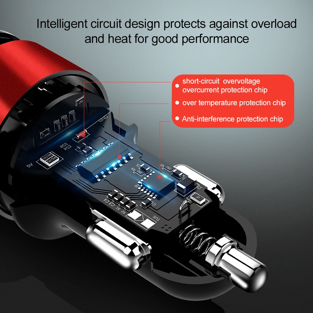 Автомобильное зарядное устройство OLAF 30W 5V 3A Dual QC 3 0 с быстрой зарядкой USB для iPhone X 8