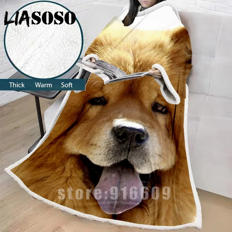 3D принт зимнее животное собака мягкое «ленивое» одеяло с рукавами одеяло домашнее путешествие теплое Чау офис автомобиль просмотр ТВ Диван Постельные принадлежности