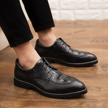 

Men's Casual Shoes outdoor breathable dress Genuine Leather Men Shoes Lace-Up Men flats Fashion black men loafers big size 48 a4