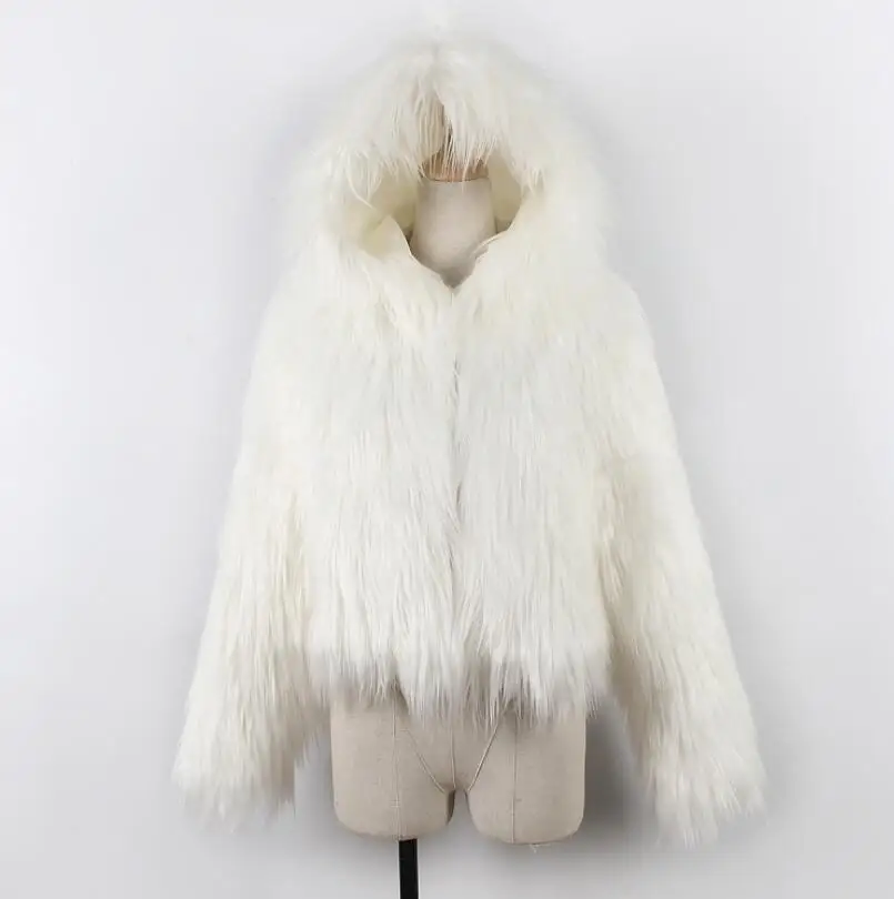 Модные короткие пальто с искусственным мехом на осень-зиму Новая модная куртка-пальто из искусственного меха с длинными волосами куртка женская с капюшоном короткие женские пальто