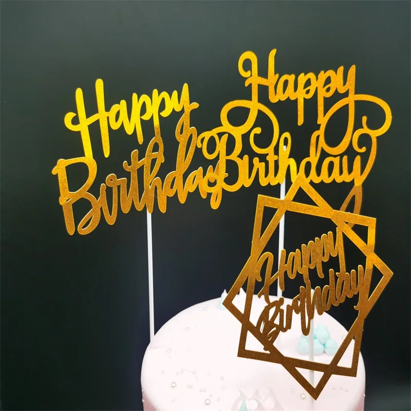 

10PCS/Package New Multi-Style Happy Cake Card Paper Birthday Party Decoration Baking Supplies