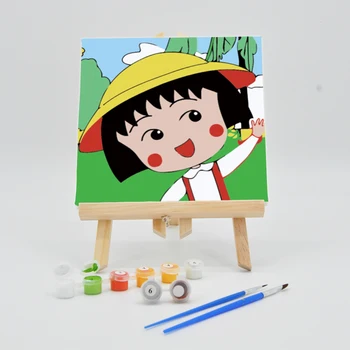 

Canvas Oil Paintings By Numbers For Kids 20×20cm With Frame Kits DIY Japan Cartoon Picture Paint Acrylic Children Coloring Arts