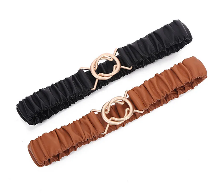 

2020 new ladies elastic belt decoration belt sweater outer waist seal round buckle stylish simple belt