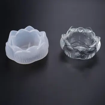 

Transparent DIY Ashtray Silicone Mold Lotus Candle Holder Crystal Epoxy UV Resin Storage Box Mould Flower Pot Container Glossy