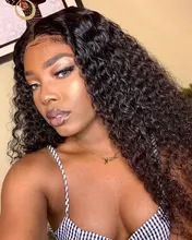Transparent Lace Wig Human-Hair-Wigs T-Part Deep-Wave-Frontal Curly Wavy Brazilian And