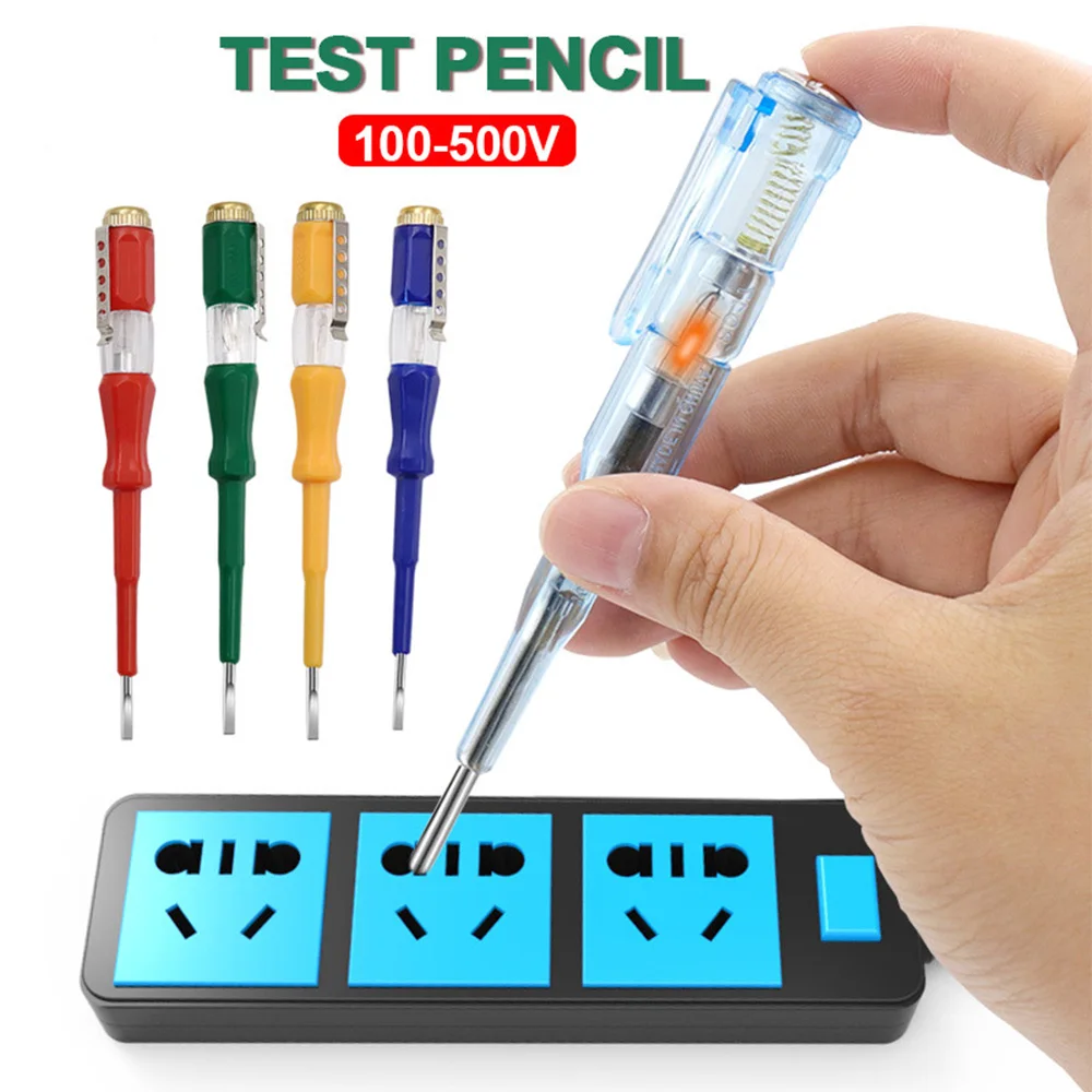 

5Piece Portable Electrician LED Voltage 100-500V Test Pen Tester Flat Screwdriver Socket Detector Screw Driver Repair Tools