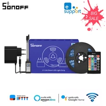 SONOFF L1 Lite Lumière De LED Intelligente BANDE Ue/US 5M Dimmable WiFi Flexible DES LUMIÈRES De Bande De Rvb Ewelink Télécommande Fonctionne Avec Alexa