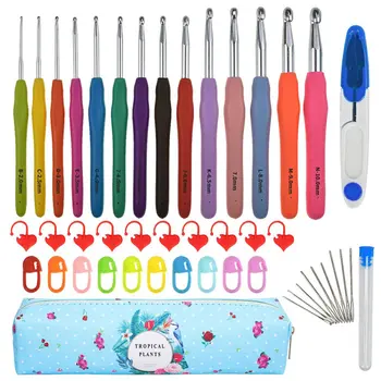 

14 Extended Tpr Soft Handle Crochet Diy Hand Knitted Crochet Sweater Needle Crochet Set Needles For Knitting