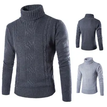 

Men's British Sweater Winter Thick Knitted Pullover Turtleneck Casual Knitwear