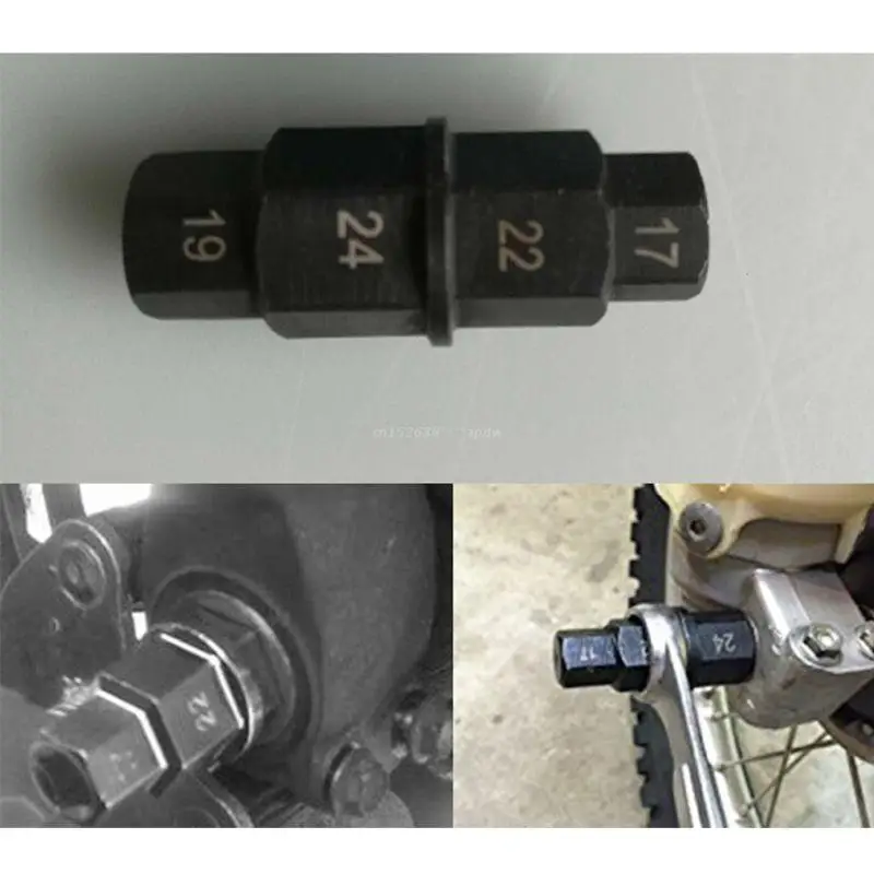 1PC Motorcycle Front Wheel Spindle Removal Sleeve 17 19 22 24mm Hub Axle Hex Allen Spindle Driver Tire Wrench Disassembly