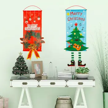 

Merry Christmas Ornaments Hanging Decoration Santa Claus Banner Flag Door Window Accessories