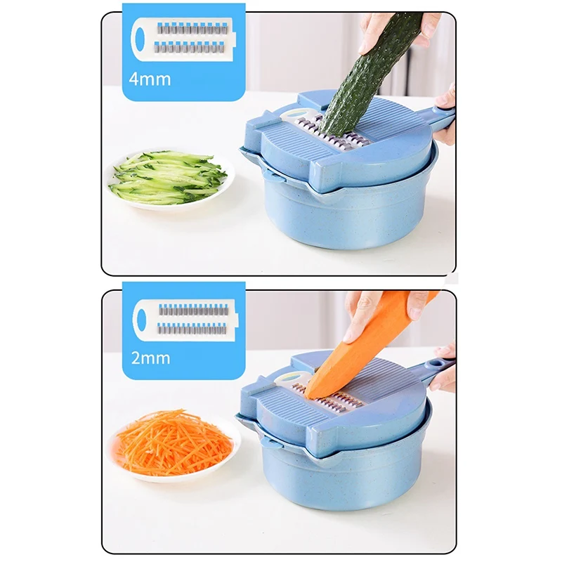 11 Function Manual Slicer Potato Strip Crisps Cutter Grater Egg Separator Juice Extractor Garlic Grinder Vegetables Salad Bowl