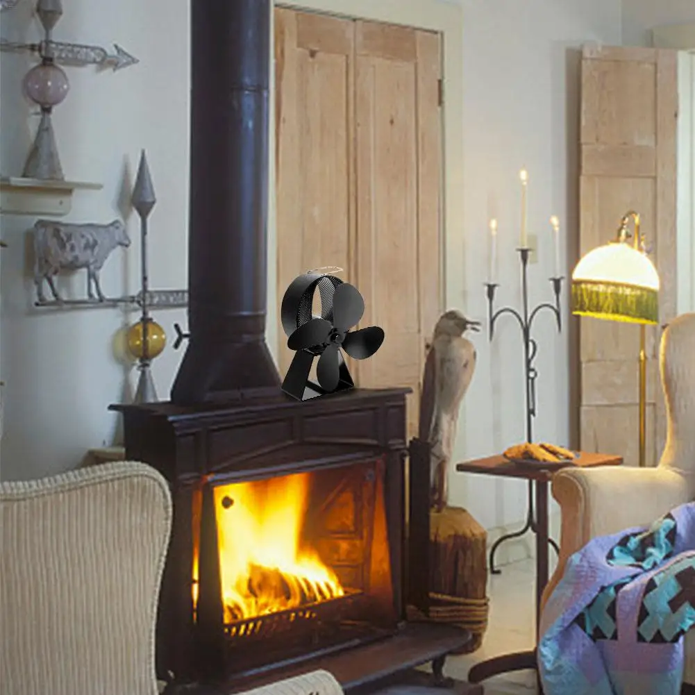 Fireplace Fan Heat Powered Stove Fan Wood Burner Eco Friendly Quiet Fan Home Efficient Heat Distribution Winter Supplies