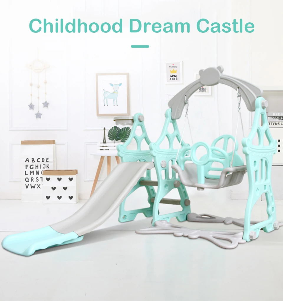Детские качели стул музыкальная горка комбинация крытая игровая площадка с стрельба Баскетбол музыка и обучающая машина принцесса игрушки