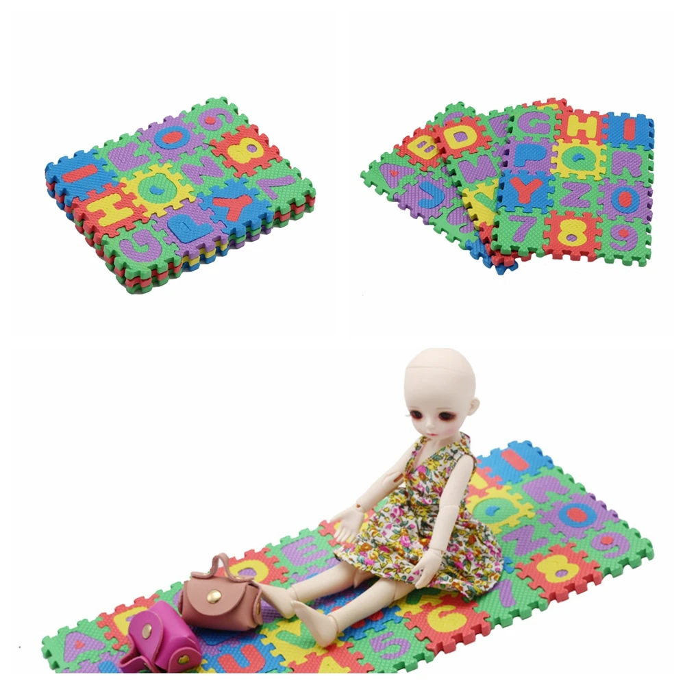 

Mini Puzzle Letter Mat for 1/6 BJD Doll Home Decoration Furniture Accessories Yoga Mat DIY Toy for 1/6 BJD SD Fr Dolls toys Mat