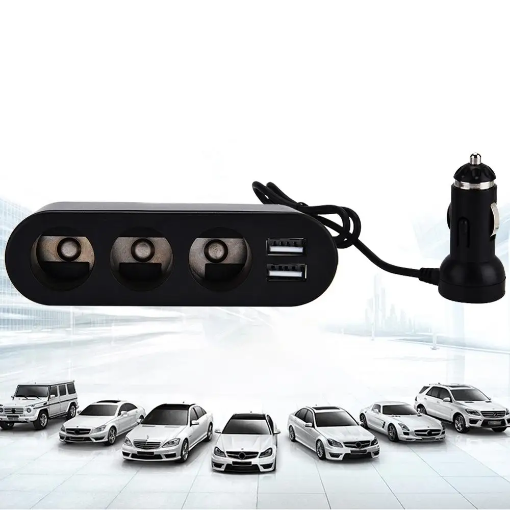 Зажигалка usb автомобильный черный Быстрая зарядка двойной USB 3 способа автомобильный адаптер для зарядного устройства Зажигалка на электропитании led
