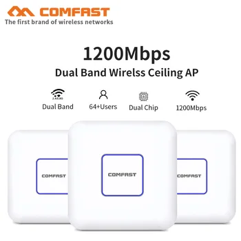 

COMFAST 1200Mbps Wireless AP 11ac 2.4G/5GHz Indoor big area cover Ceiling WiFi AP Access Point WiFi Router with 48V POE Adapter