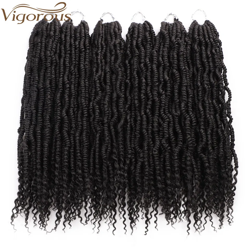 

Vigorous 18" Passion Spring Twists Synthetic Crotchet Hair Extensions Ombre Crochet Braids Pre looped Fluffy Bomb Twist Braiding