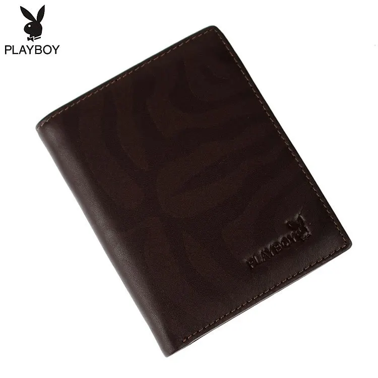

Genuine Product PLAYBOY Wallet Men Two Fold Genuine Leather Wallet Top Grade Soft Surface Cowhide Cold Dark Stripes