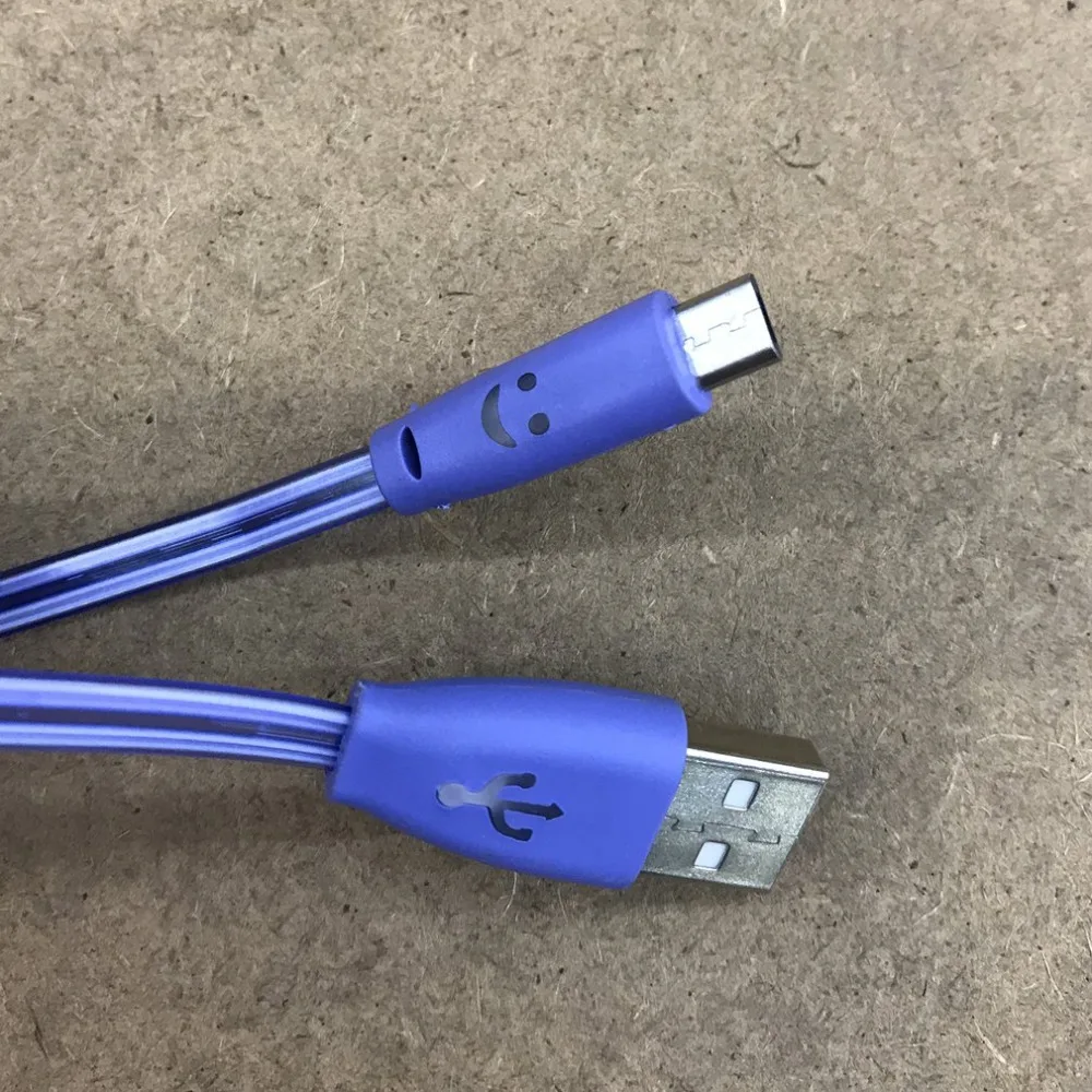Модный 1 м 3 фута Универсальный Синхронизация USB 2,0 к Micro USB зарядное устройство светодиодный Видимый ночной Светильник кабель для передачи данных Шнур для htc samsung huawei