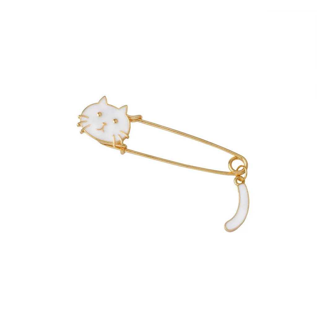 2 Pcs Lovely Cat Brooch Safety Pin Cute Animal Shape Corsages Scarf Clips Lapel Pins Fashion Jewelry for Women Girls