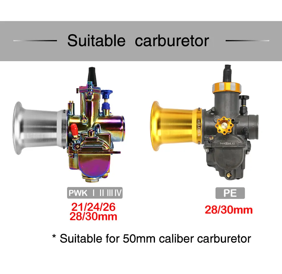 ZS гоночный мотоцикл цвет 50 мм карбюратор воздушный фильтр чашка ветер чашка с рожком для KOSO KEIHIN PWK 21 24 26 28 30 мм карбюратор