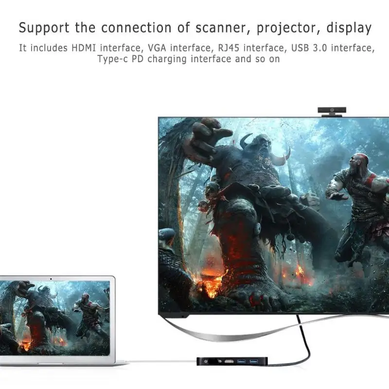 6 в 1 type C концентратор тип-c к HDMI VGA RJ45 двойной USB3.0 PD порт Кабель-адаптер для компьютера Macbook