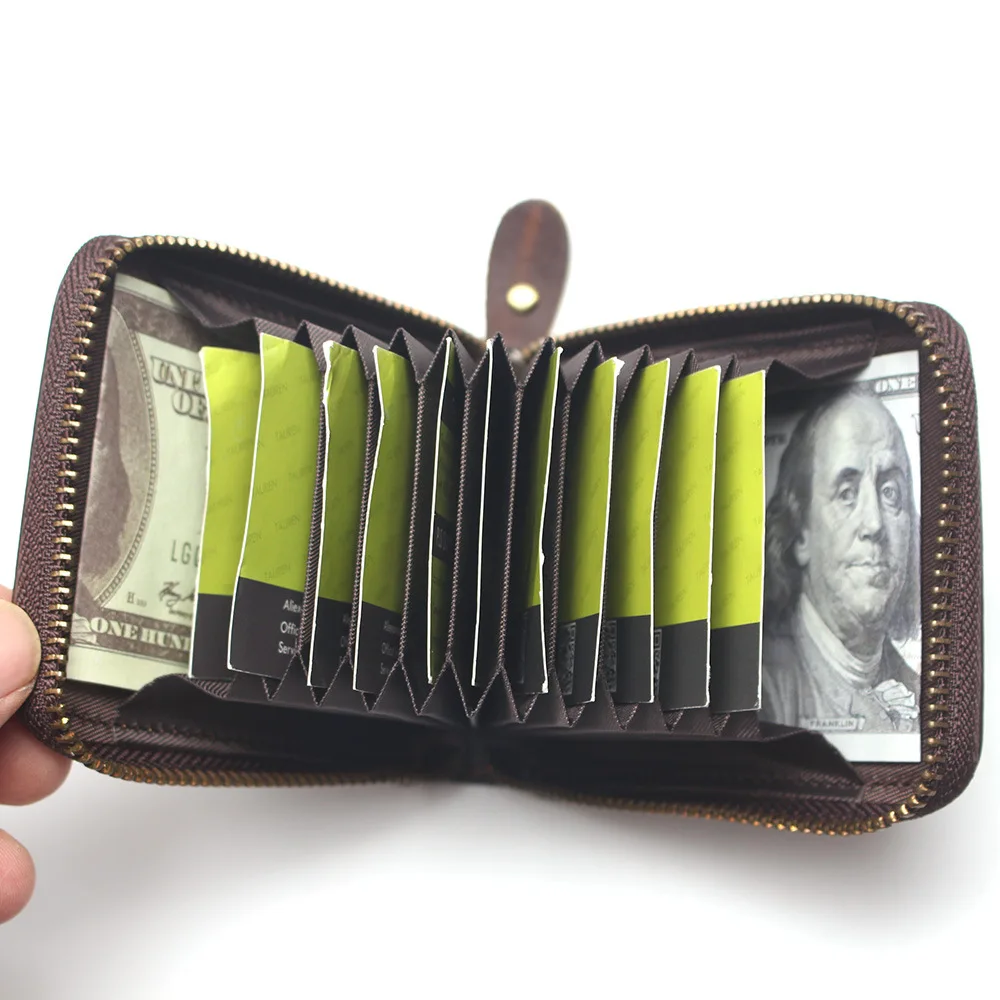 

RFID Horse Leather Retro Wallet Multi-functional Anti-Theft Brush Leather Wallet Card Bit More Card Holder Document Package New