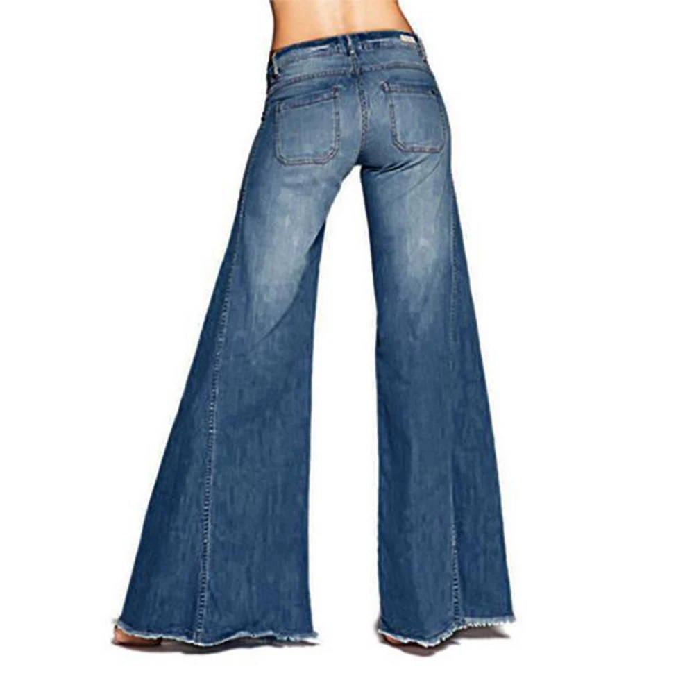 2019 женские расклешенные брюки с бахромой с высокой талией, джинсы для женщин, тонкие джинсовые джинсы, повседневные утягивающие джинсы для
