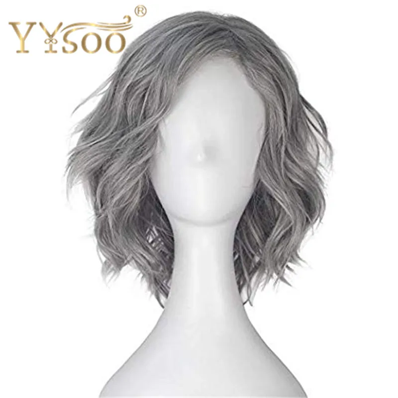 YYsoo, Мстители, Quicksilver Pietro Django Maximoff, парики для косплея, унисекс, короткие кудрявые волны, серебристо-серый цвет, синтетический парик для косплея
