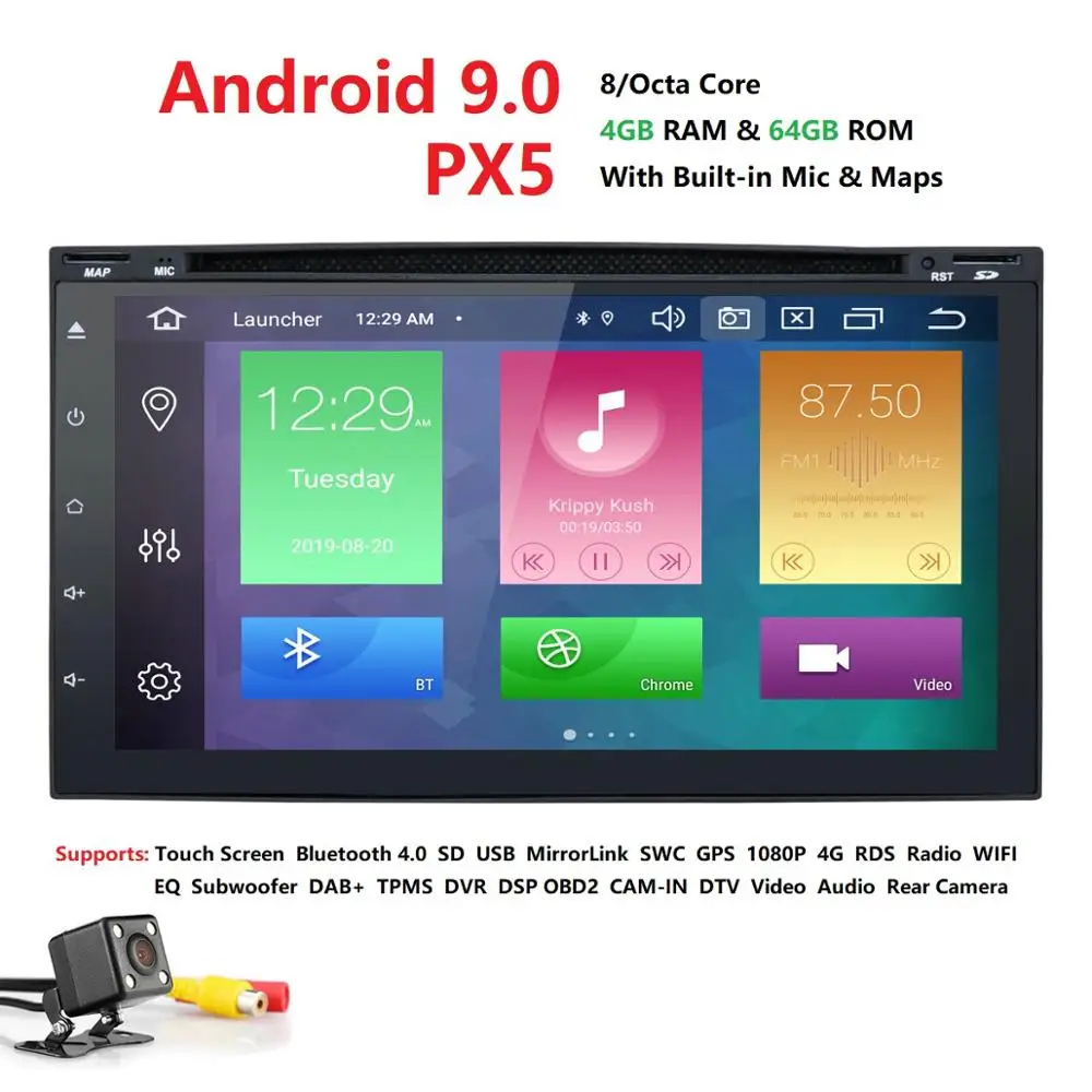 7 &quotуниверсальное 2 din автомобильное радио gps android9.0 PX5 8OctaCore 4 Гб RAM 64 ROM