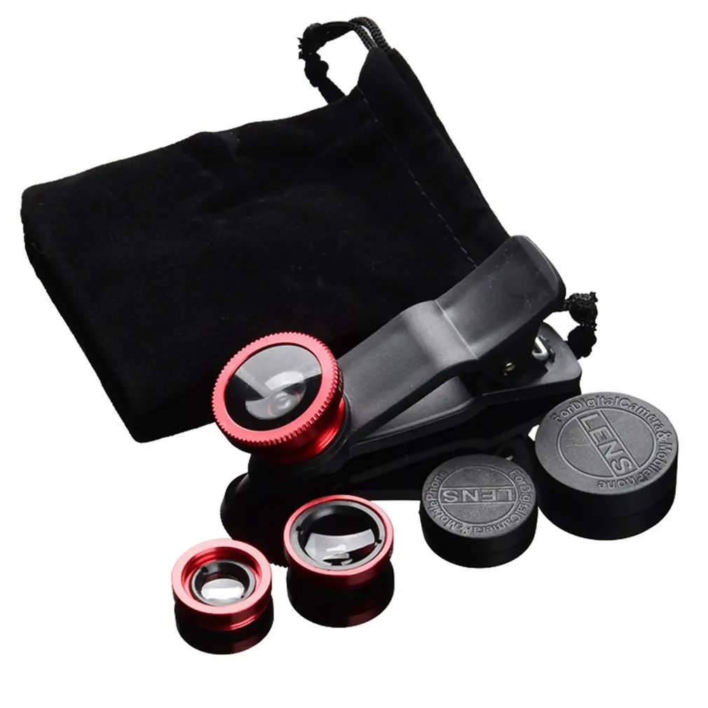 

3 in 1 Fish Eye+Wide Angle+Macro Clip On Camera Lens Set for Mobile Phone Tablet Phone Camera Accessories