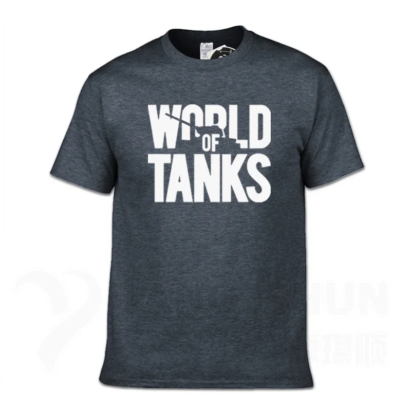 WORLD OF TANKS, Мужская футболка, 16 цветов, чистый хлопок, бутик, футболка, игра, веер, Мужская футболка, Vete, мужская, ts Camisas, повседневные футболки, забавная улица - Цвет: Dark gray 1