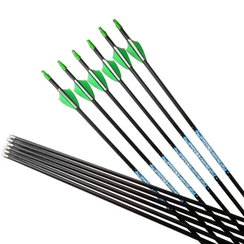 

12pcs SF Archery Carbon Arrows ID4.2mm shafts 30inch spine 500-1000 arrows accessories for Recurve Bow Longbow Hunting shooting