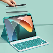 Étui magnétique avec clavier et souris pour Xiaomi Mi Pad 5 pro, avec porte crayon, rétro éclairage Led