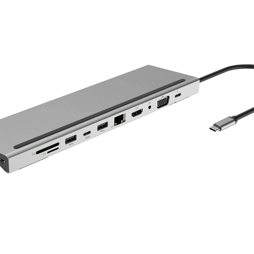 Type-c док-станция для HDMI VGA USB c PD 11-в-1 разветвитель многофункциональная док-станция USB 3,0/HDMI/VGA/RJ45/SD/TF card reader PD зарядки usb-хаб