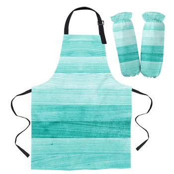 

Turquoise Wooden Board Kitchen Aprons Chef for Woman Kids Home Decor Apron Suit Gloves Cooking Baking Waist Bib Tool