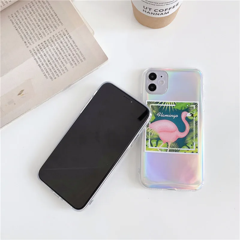 Мода Мультфильм INS Фламинго лазера карта мягкий чехол для телефона с