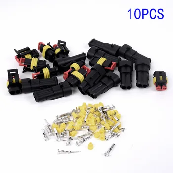 

10 Kits Way Car Auto Trucks Sealed Electrical Wire Connector Plug 2 Pins