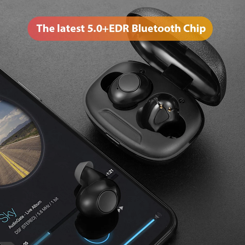Мини беспроводные наушники V5.0 Bluetooth наушники 3D стерео беспроводные наушники Спортивная гарнитура с двумя микрофонами для всех мобильных телефонов