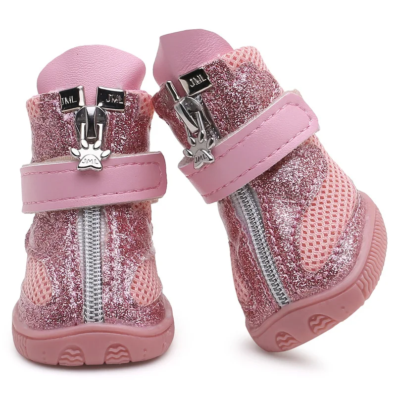 Zapatos Para Perro, 4 Botas Deportivas De Lona Para Cachorros, Antideslizantes, Para Mascotas Perros Gatos Patas Cubierta Protectora Para