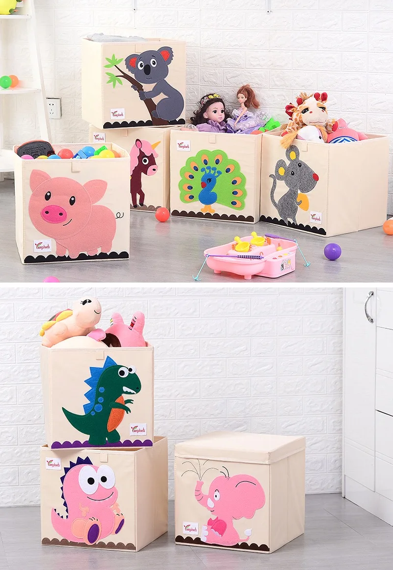 3D мультфильм животных вышивка складной ящик для хранения одежды мыть Оксфорд шкаф сумка для хранения детские игрушки Органайзер шкаф для детей 1