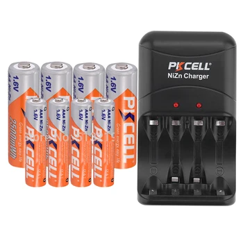 

4PCS 1.6V NI-ZN AAA battery +4pcs AA rechargeable batteries packed with NIZN Battery charger for AA/AAA NI*-ZN battery PKCELL