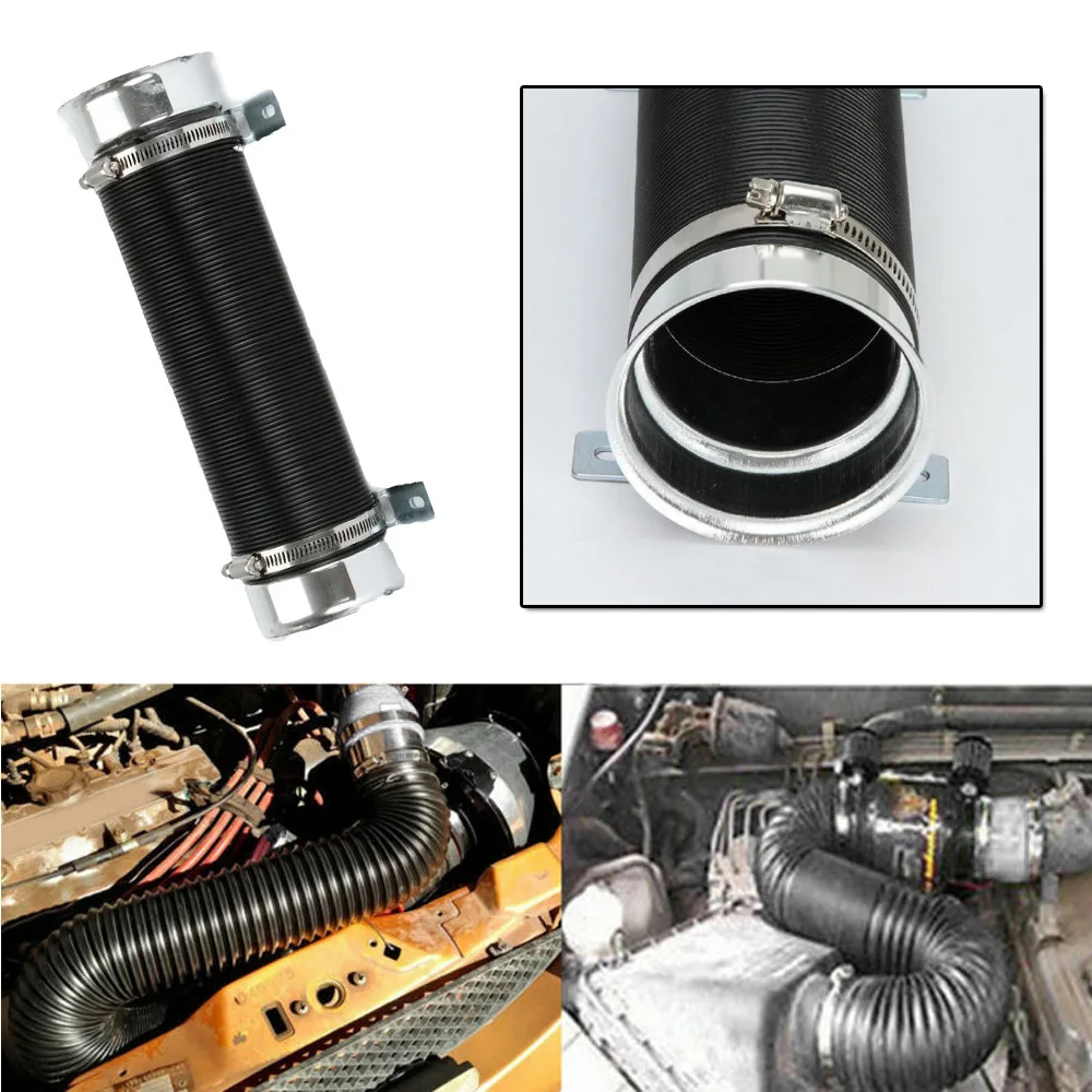 

Universal 3 Inch Black + Silver Adjustable Multi-Flexible Car SUV Turbo Cold Air Intake System Hose Pipe Car Accessories