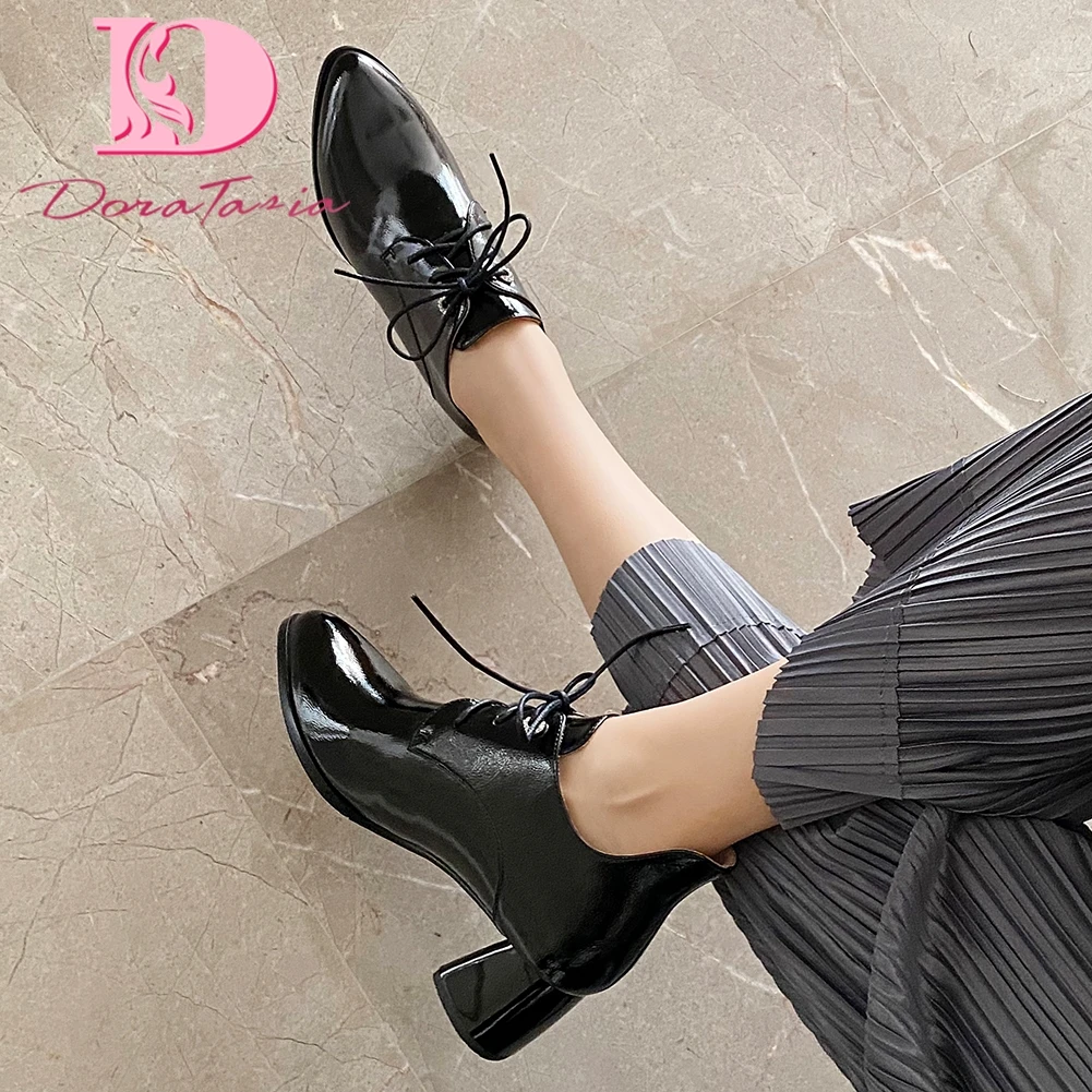 

Doratasia 2020 New Fashion Square Heel Office Lady Pumps Woman Shoes Pointed Toe Lace-Up Spring/Autumn Shoes Women Pumps